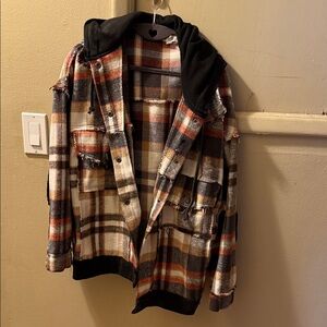 POL cute and cozy oversized flannel hoodie